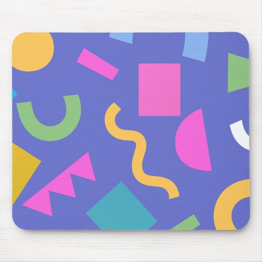Colorful Abstract Geometric Memphis Style Pattern マウスパッド (正面)