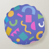 Colorful Abstract Geometric Memphis Style Pattern ラウンドクッション (裏面)