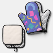Colorful Abstract Geometric Memphis Style Pattern 鍋つかみ&鍋敷きセット (正面/裏面)