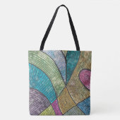 Colorful Abstract Geometric Pattern Curved Lines トートバッグ (正面)