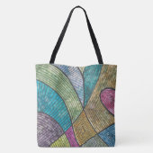 Colorful Abstract Geometric Pattern Curved Lines トートバッグ (裏面)