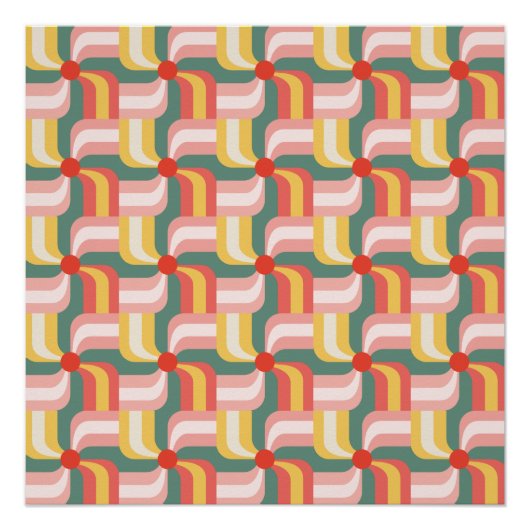 Colorful Abstract Geometric Pinwheels ポスター (正面)
