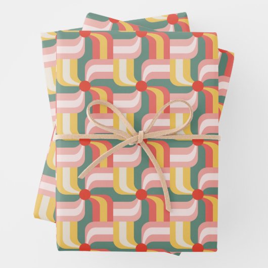 Colorful Abstract Geometric Pinwheels ラッピングペーパーシート (インサイチュ)
