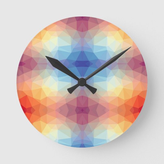 Colorful Abstract Geometric Rainbow   ラウンド壁時計 (正面)