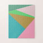 Colorful Abstract Geometry Color Block Triangles ジグソーパズル<br><div class="desc">This modern colorful graphic design features fun abstract geometric triangles in a bright spring and summer color palette of pink,  green,  and blue.</div>