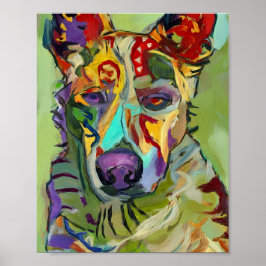 Colorful Abstract German Shepherd Dog Oil Painting ポスター
