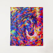 Colorful Abstract Horse Portrait Impasto タペストリー (正面)