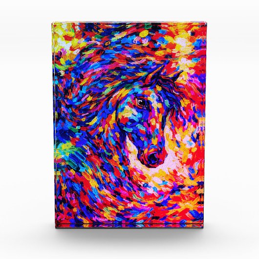 Colorful Abstract Horse Portrait Impasto フォトブロック (正面)