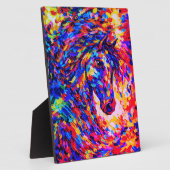 Colorful Abstract Horse Portrait Impasto フォトプラーク (側面)