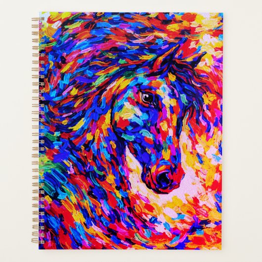 Colorful Abstract Horse Portrait Impasto プランナー手帳 (正面)