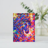 Colorful Abstract Horse Portrait Impasto ポストカード (スタンド正面)