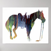 Colorful abstract horse silhouette ポスター (正面)