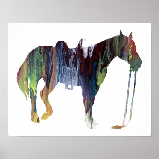 Colorful abstract horse silhouette ポスター (正面)
