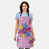 Colorful Abstract Kaleidoscope Flower Pattern エプロン (着用した状態)
