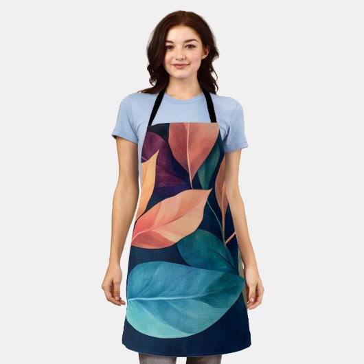Colorful Abstract Leaves エプロン (着用した状態)