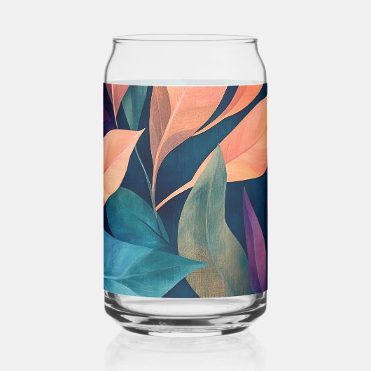 Colorful Abstract Leaves ガラス缶 (左)