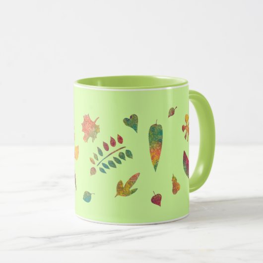 Colorful Abstract Leaves Autumn Mugs マグカップ (正面右)