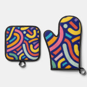 Colorful Abstract Lines  鍋つかみ&鍋敷きセット (正面)
