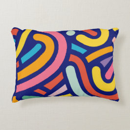 Colorful Abstract Lines Pillow アクセントクッション