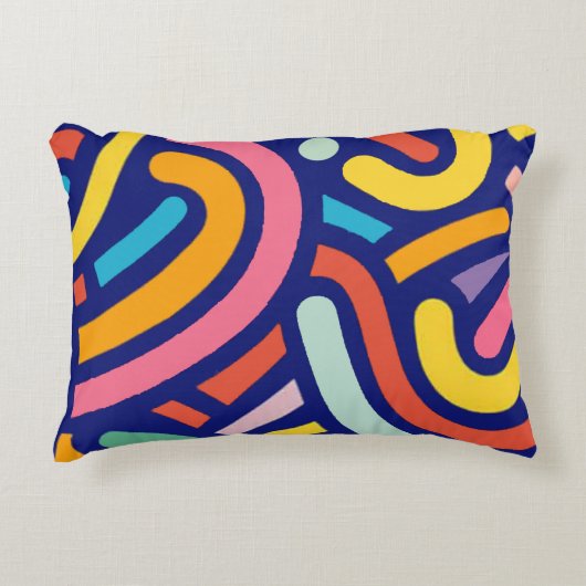 Colorful Abstract Lines Pillow アクセントクッション (正面)