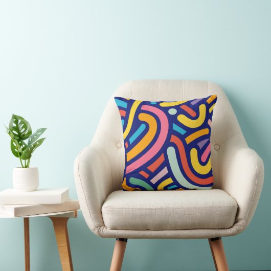Colorful Abstract Lines Pillow クッション (椅子)