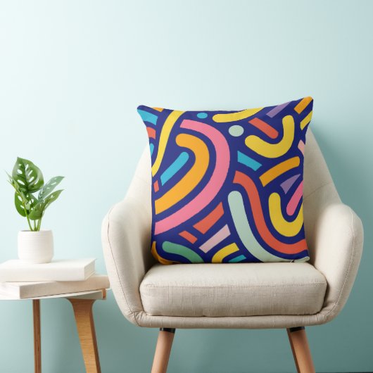 Colorful Abstract Lines Pillow クッション (椅子)