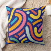Colorful Abstract Lines Pillow クッション (ブランケット)