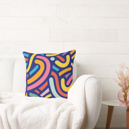 Colorful Abstract Lines Pillow クッション (ソファ)