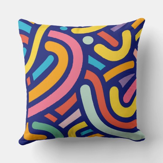 Colorful Abstract Lines Pillow クッション (裏面)
