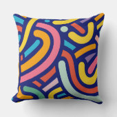 Colorful Abstract Lines Pillow クッション (正面)