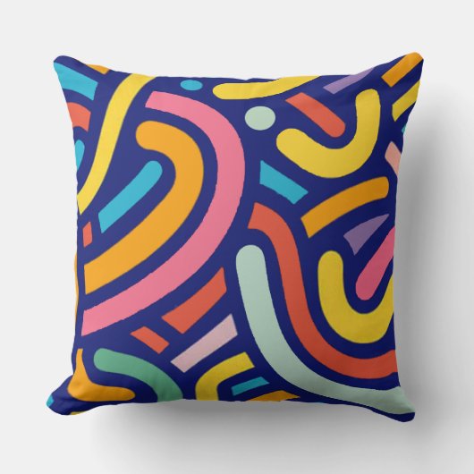 Colorful Abstract Lines Pillow クッション (正面)