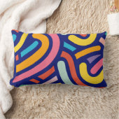 Colorful Abstract Lines Pillow ランバークッション (ブランケット)
