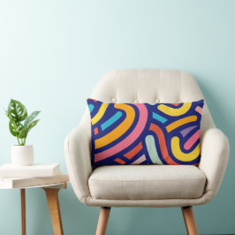 Colorful Abstract Lines Pillow ランバークッション