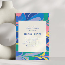 Colorful Abstract Marble Couples Wedding Shower 招待状