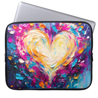 Colorful Abstract Modern Love Heart ラップトップスリーブ