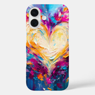 Colorful Abstract Modern Love Heart iPhone 16ケース