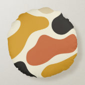 colorful Abstract mustard Black And White  ラウンドクッション (裏面)