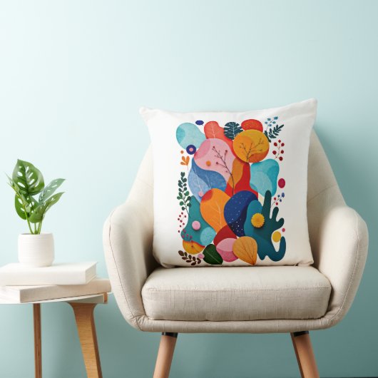 Colorful Abstract Organic Shapes Boho Floral クッション (椅子)