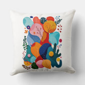 Colorful Abstract Organic Shapes Boho Floral クッション (裏面)