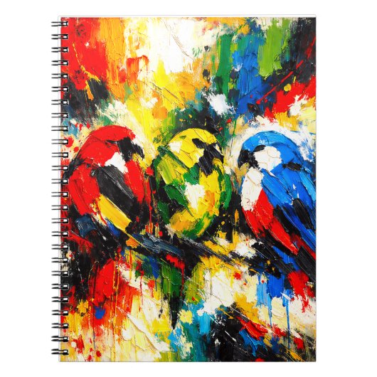 Colorful Abstract Parrots Tropical Birds Art  ノートブック (正面)