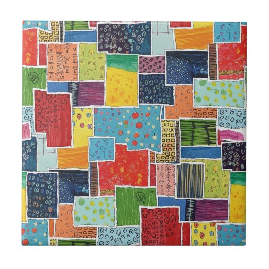 Colorful Abstract Patchwork Pattern タイル (正面)