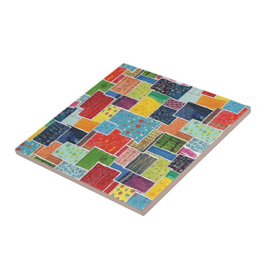 Colorful Abstract Patchwork Pattern タイル (側面)
