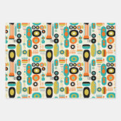 Colorful Abstract Pattern RETRO Mid Century Modern ラッピングペーパーシート (正面2)