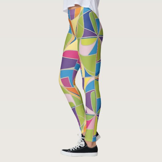 Colorful Abstract Patterned Leggings レギンス (左)
