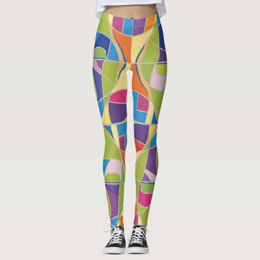Colorful Abstract Patterned Leggings レギンス (正面)