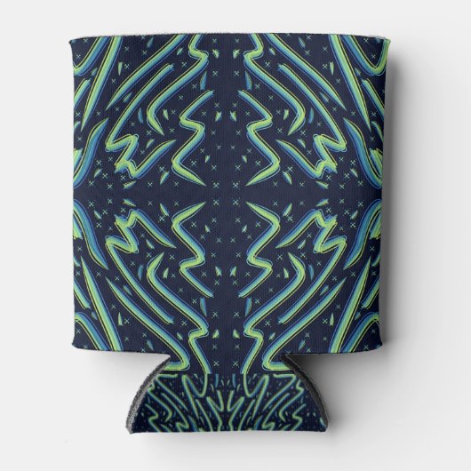 Colorful Abstract Psychedelic Stringy Pointed Art 缶クーラー (正面)