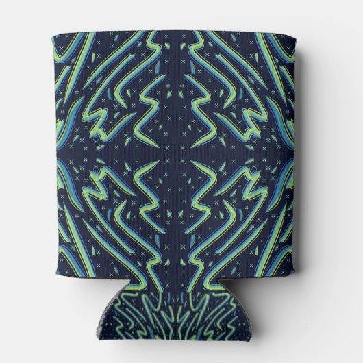 Colorful Abstract Psychedelic Stringy Pointed Art 缶クーラー (裏面)