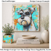 Colorful Abstract Schnauzer Dog FK4L Decoupage 薄葉紙