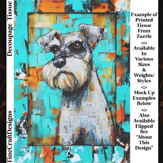 Colorful Abstract Schnauzer Dog FK4L Decoupage 薄葉紙