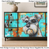 Colorful Abstract Schnauzer Dog FK4L Decoupage 薄葉紙
